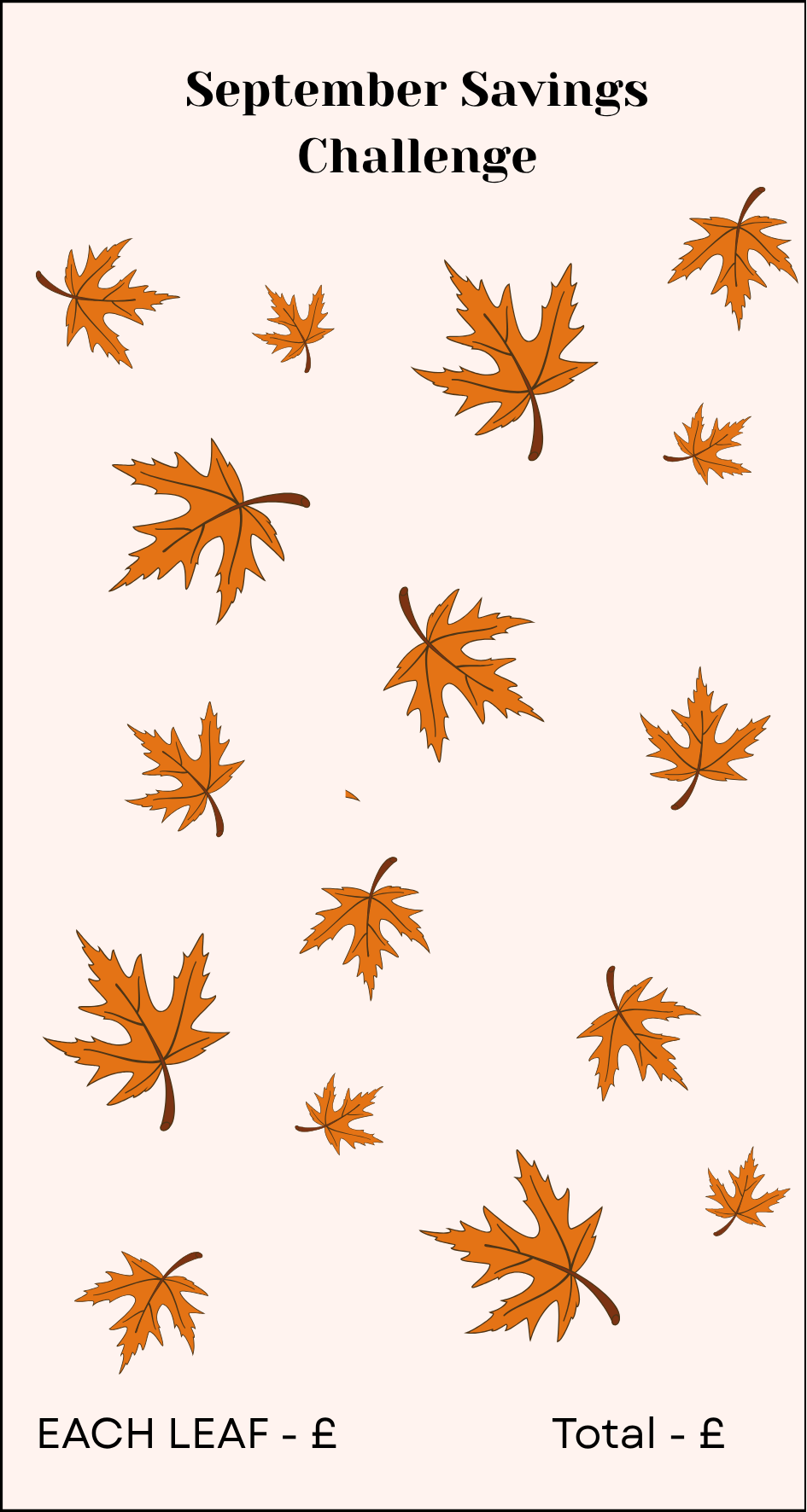 The Boutique September Savings Challenge Tracker
