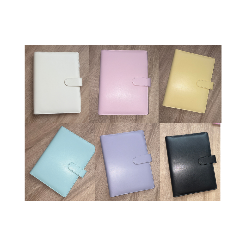 The Boutique Signature Collection  - all six faux leather binder colours flat lay