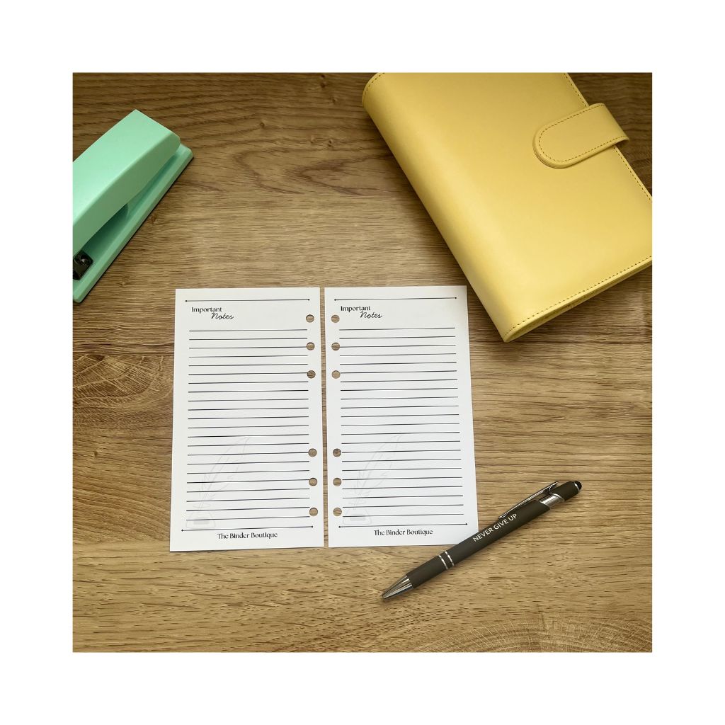 The Boutique Important Notes - A6