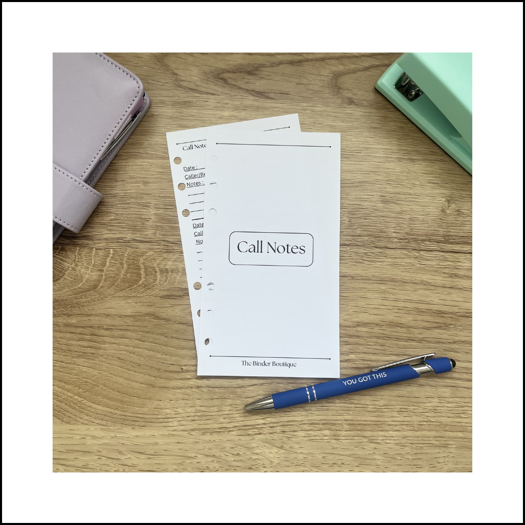 The Boutique Signature Collection - To Call Notes insert by The Binder Boutique