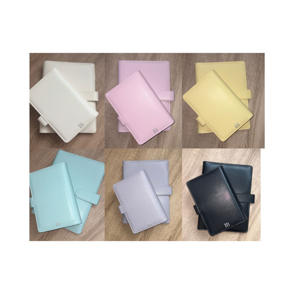 The Boutique Starter Collection  - personalised faux leather binder close up  of a5 with A6 faux leather on top