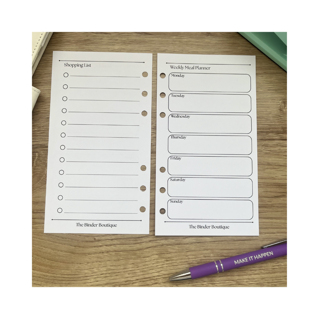 The Boutique Weekly Meal Planner - A6 Inserts