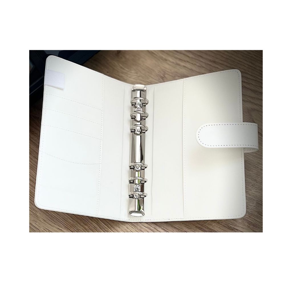 The Boutique Arctic White Binder – A6 Faux Leather