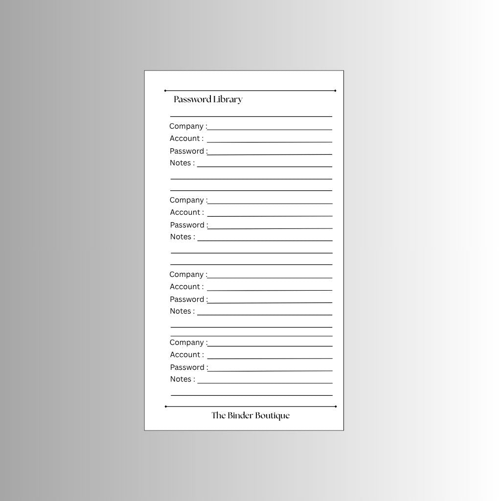 The Boutique Password Library - A6