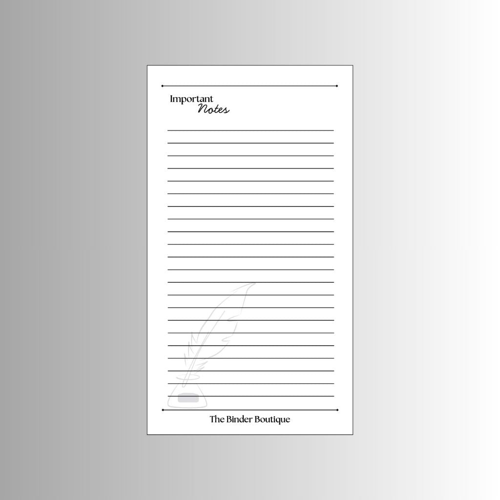 The Boutique Important Notes - A6